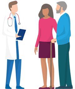 L&auml;kare talar till patienten par