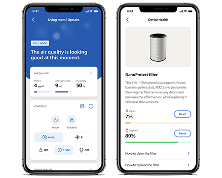 Appen Philips Air+, luftkvalitet på telefonskärmar
