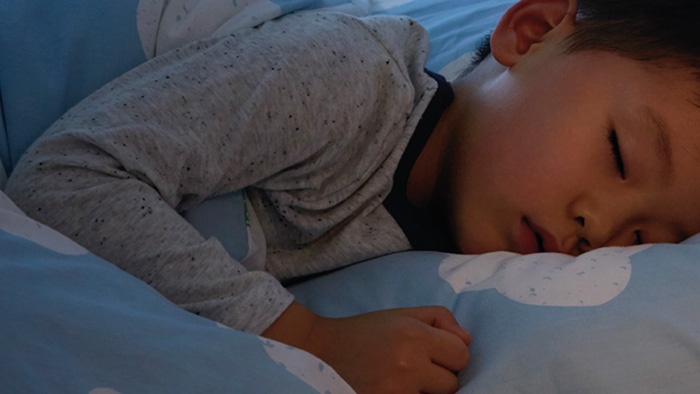 Sänkt ljudnivå, ett barn som sover